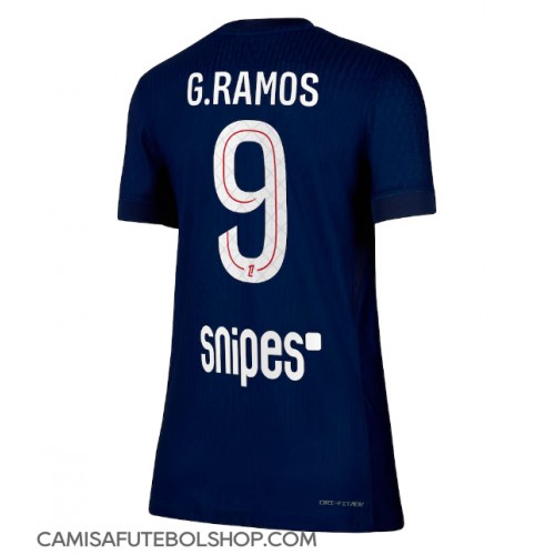 Camisa de time de futebol Paris Saint-Germain Goncalo Ramos #9 Replicas 1º Equipamento Feminina 2025-26 Manga Curta